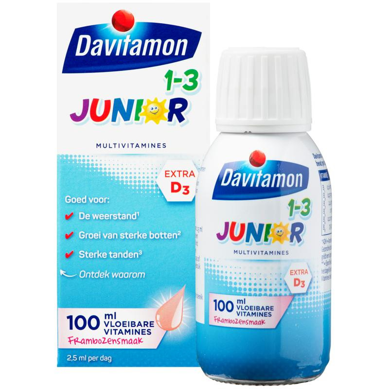 Junior 1+ vloeibare vitamines framboos 100ml